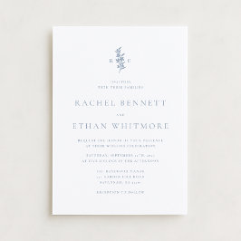 Blue Botanical Motif Wedding Invitation 案内状