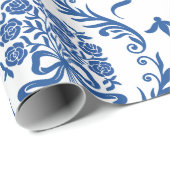 Blue Botanical Ribbon Bouquet ラッピングペーパー (ロールコーナー)