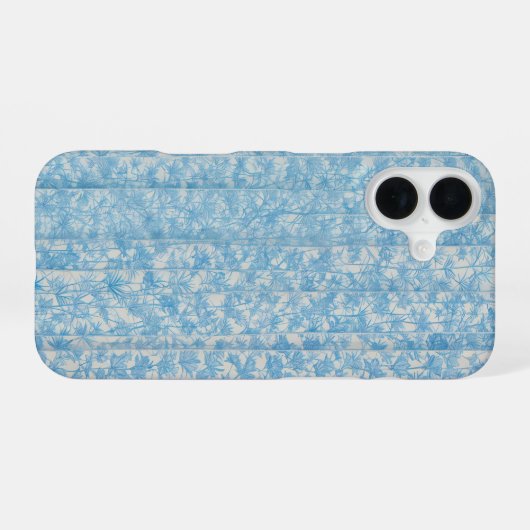 Blue Botanical Stripe Phone Case iPhone 16ケース (裏面横)