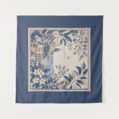 Blue Botanical Wall Tapestry タペストリー (正面(横))