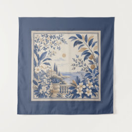 Blue Botanical Wall Tapestry タペストリー