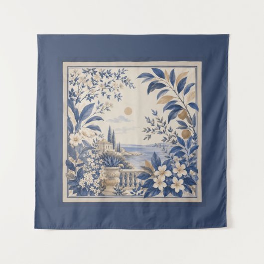 Blue Botanical Wall Tapestry タペストリー (正面)