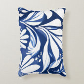 Blue Botanical Watercolor Floral Pattern アクセントクッション (正面(垂直))