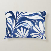 Blue Botanical Watercolor Floral Pattern アクセントクッション (裏面)