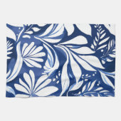 Blue Botanical Watercolor Floral Pattern キッチンタオル (横)