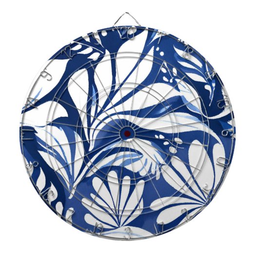 Blue Botanical Watercolor Floral Pattern ダーツボード (正面)