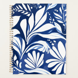 Blue Botanical Watercolor Floral Pattern プランナー手帳