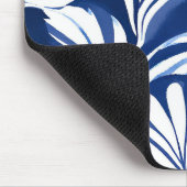 Blue Botanical Watercolor Floral Pattern マウスパッド (コーナー)