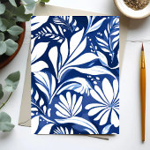 Blue Botanical Watercolor Floral Pattern Card