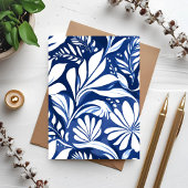 Blue Botanical Watercolor Floral Pattern Card