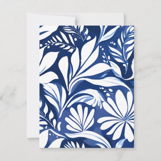 Blue Botanical Watercolor Floral Pattern Card (正面)