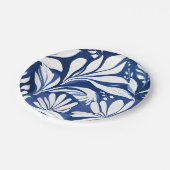 Blue Botanical Watercolor Floral White Pattern ペーパープレート (アングル)