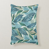 Blue Botanical Wave Modern Pattern アクセントクッション (正面(垂直))
