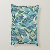 Blue Botanical Wave Modern Pattern アクセントクッション (裏面(縦))