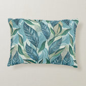 Blue Botanical Wave Modern Pattern アクセントクッション (裏面)