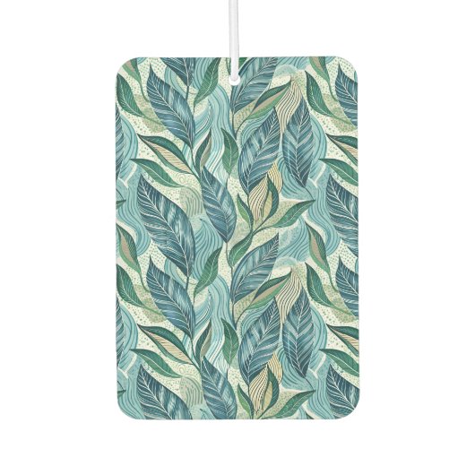 Blue Botanical Wave Modern Pattern カーエアーフレッシュナー (正面)