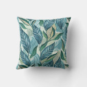 Blue Botanical Wave Modern Pattern クッション (裏面)
