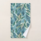 Blue Botanical Wave Modern Pattern バスタオルセット (ハンドタオル)