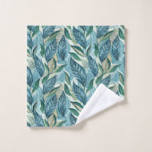 Blue Botanical Wave Modern Pattern バスタオルセット (ウォッシュタオル)
