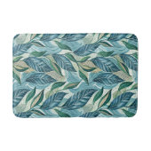 Blue Botanical Wave Modern Pattern バスマット (正面)
