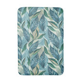 Blue Botanical Wave Modern Pattern バスマット (正面縦)