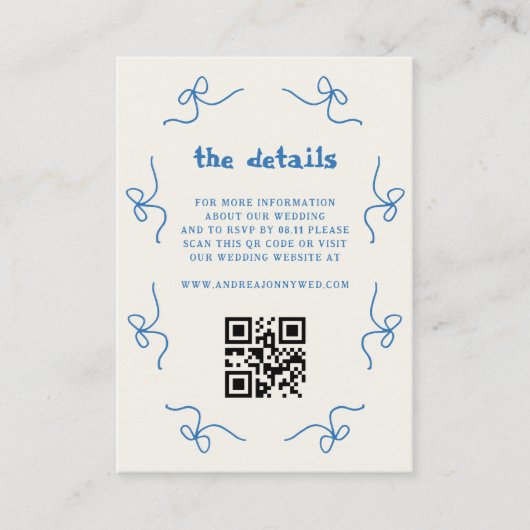 Blue Bowの手フランスの引きQRコードの詳細 エンクロージャーカード (正面)