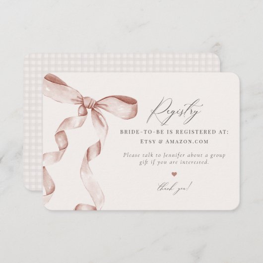 Blue Bow結び付けノット登録の招待状の挿入 エンクロージャーカード (正面/裏面)