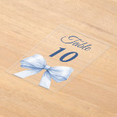 Blue bow acrylic table number sign アクリル招待状 (レイダウン)