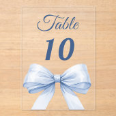 Blue bow acrylic table number sign アクリル招待状 (正面)