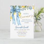 Blue Bow Amalfi Lemon That's Amore Bridal Shower 招待状 (スタンド正面)