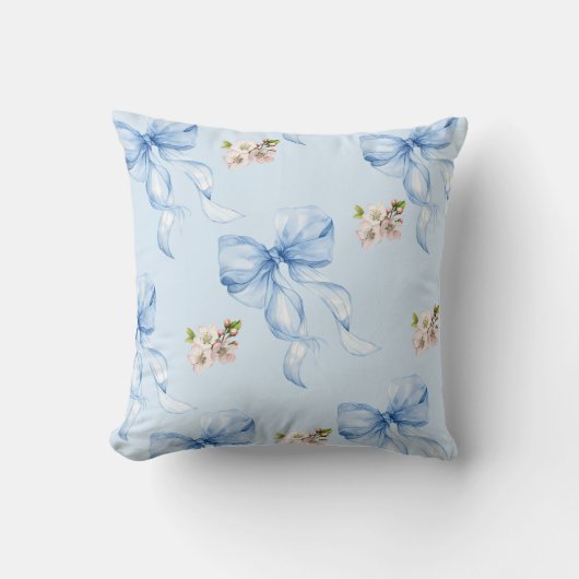 Blue bow and cherry blossom クッション (正面)