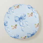 Blue bow and cherry blossom ラウンドクッション (正面)