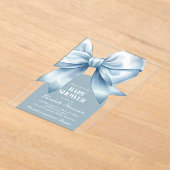 Blue Bow Baby Boy Elegant Baby Shower アクリル招待状 (レイダウン)