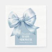 Blue Bow Baby Boy Elegant Baby Shower スタンダードランチョンナプキン (正面)