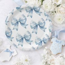 Blue Bow Baby Boy Elegant Baby Shower