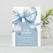 Blue Bow Baby Boy Elegant Baby Shower 招待状 (スタンド正面)