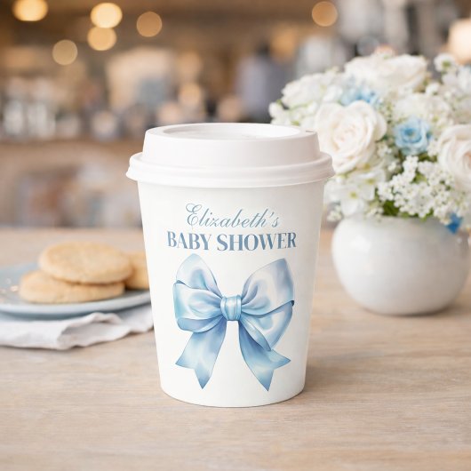 Blue Bow Baby Boy Elegant Baby Shower Paper Cups 紙コップ
