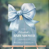 Blue Bow Baby Boy Elegant Baby Shower Welcome アクリルサイン (ニュートラル)