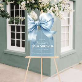 Blue Bow Baby Boy Elegant Baby Shower Welcome アクリルサイン