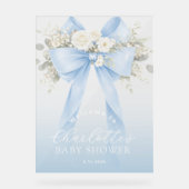 Blue Bow Baby boy Shower Welcome アクリルサイン (正面)