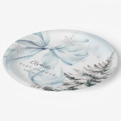 Blue Bow Baby It's Cold Outside Baby Shower ペーパープレート (アングル)