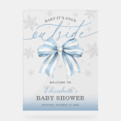 Blue Bow Baby Its Cold Outside Baby Shower Welcome アクリルサイン (正面)
