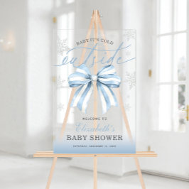 Blue Bow Baby Its Cold Outside Baby Shower Welcome アクリルサイン