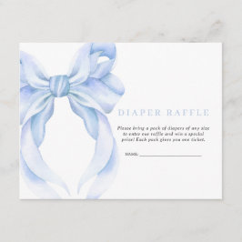 Blue Bow Baby Shower Boy Blue Coquette Minimalist エンクロージャーカード