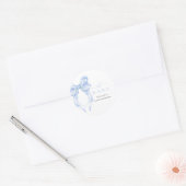 Blue Bow Baby Shower Boy Blue Coquette Minimalist ラウンドシール (封筒)