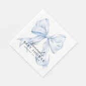 Blue Bow Baby Shower Coquette Bow スタンダードランチョンナプキン (角)