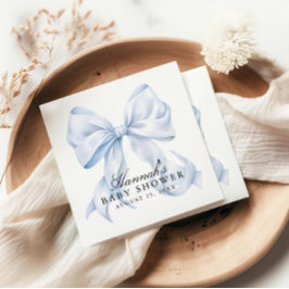 Blue Bow Baby Shower Coquette Bow スタンダードランチョンナプキン