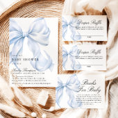 Blue Bow Baby Shower Coquette Bow 招待状