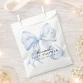 Blue Bow Baby Shower Coquette Bow Theme フェイバーバッグ (クリップ留めされた状態)