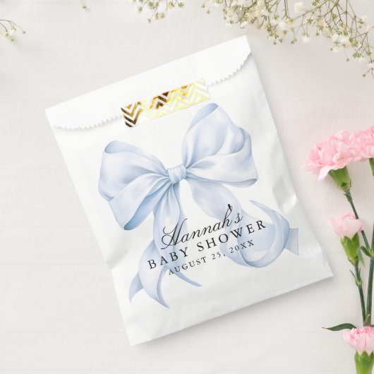 Blue Bow Baby Shower Coquette Bow Theme フェイバーバッグ (封をした状態)